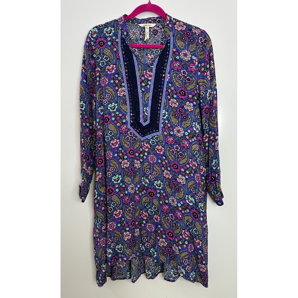 Matilda Jane Thoughts and Dreams Boho Floral Tunic Dress Purple Blue Size Medium - Picture 2 of 9